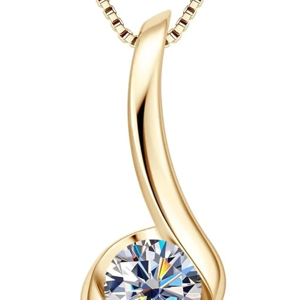 Moissanite Pendant Necklace Sterling Silver 1ct Infinity Gift for Her Mom
